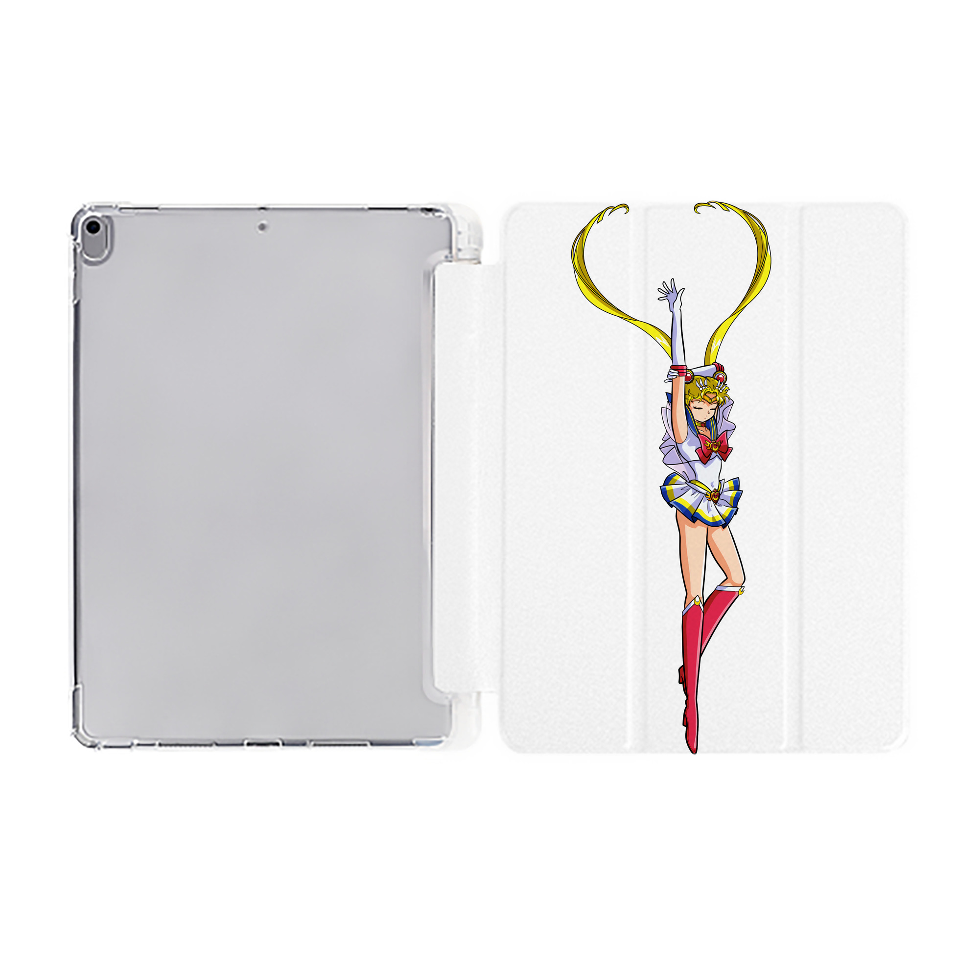 （画像用） 美少女戦士セーラームーン 月野 うさぎ つきの うさぎ Sailor Moon Tsukino Usagi IPad ケース ペン収納付き 三つ折りスタンド PUレザー×シリコン 対応機種9.5/10.5/10.9インチ